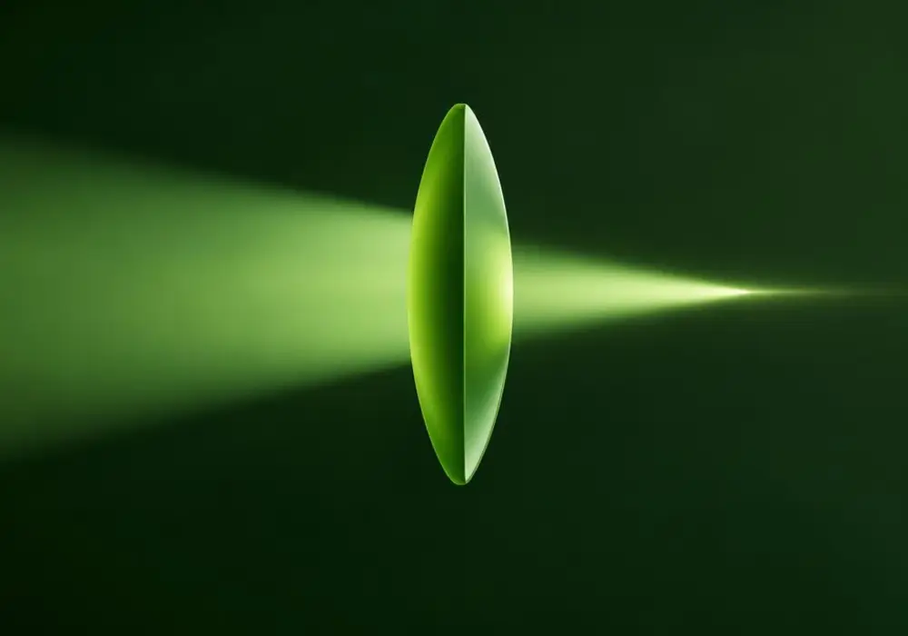 A single lens focusing scattered light into one clear beam