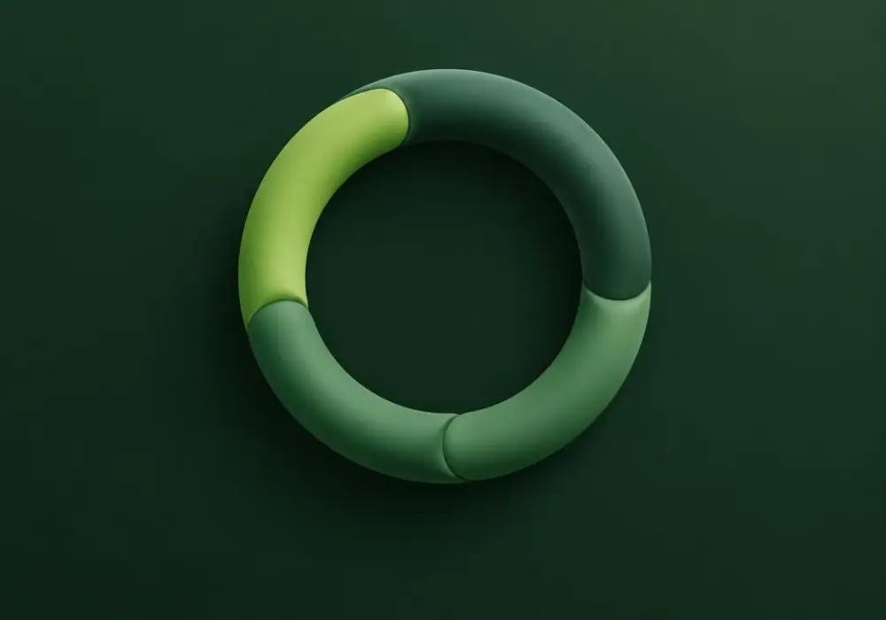 A closed loop with one bright segment, showing review and repeat