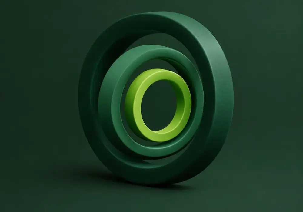 Three nested rings turning around a bright centre