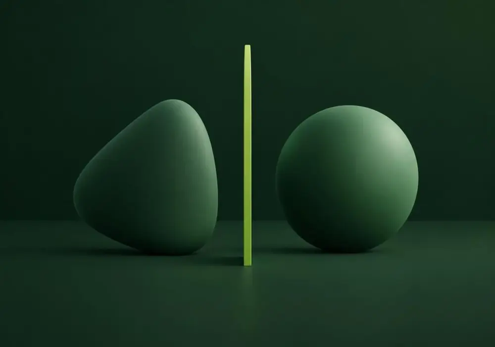 Two shapes separated by a single bright divider