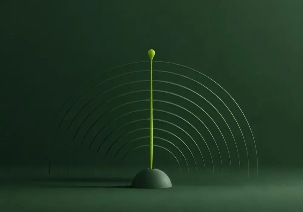 Evenly spaced arcs sweeping like a slow metronome
