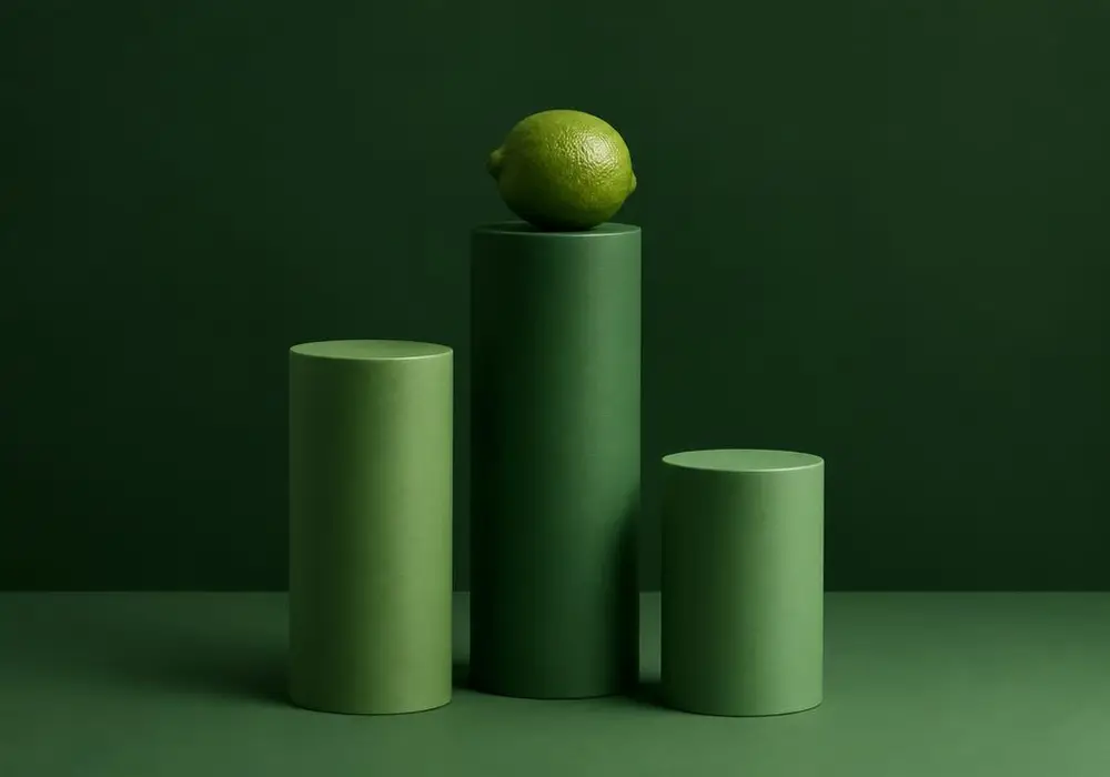 Three plinths of different heights showing the three Lekuluent principles